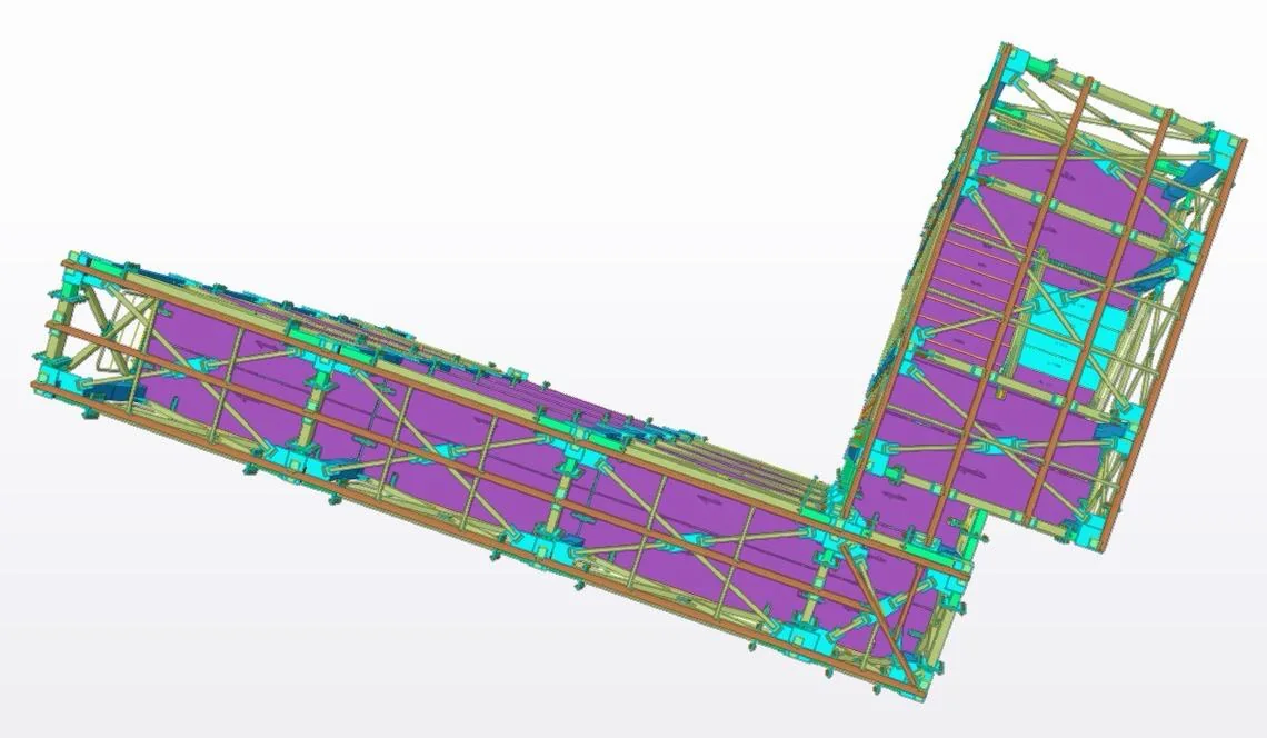 Modelo tridimensional de una estructura industrial